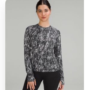 Lululemon It’s Rulu Run Long Sleeve Lino Slide Alpine‎ White Black Size 8